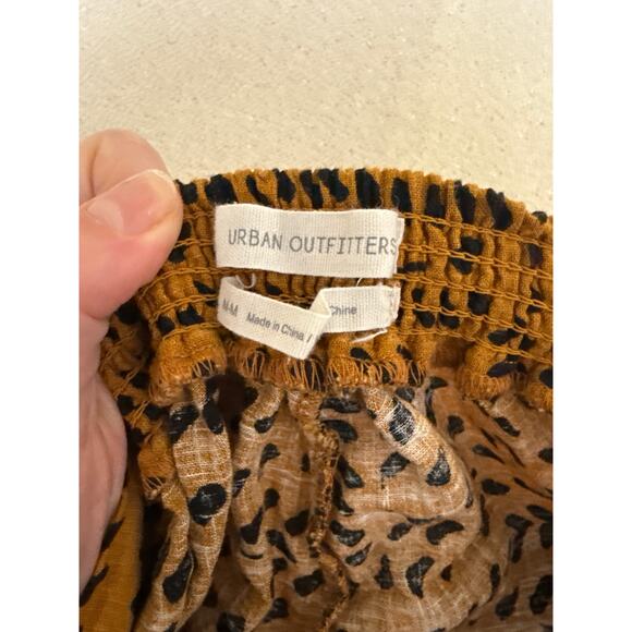 UO Ashley Linen Leopard Print Button Tie-Back Wide Leg Jumpsuit Size Medium - Picture 8 of 8